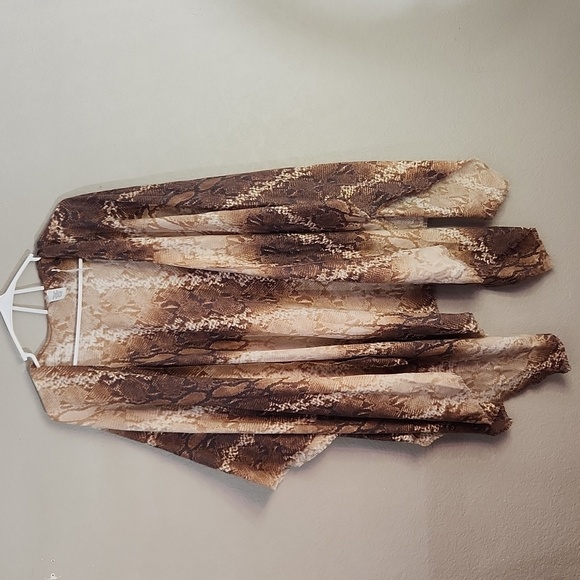 Versona Snake Skin Print Cape Jacket One Size Shawl New Brown Tan Shimer - Picture 1 of 7